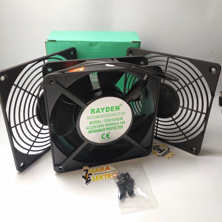 Fan AC 220V Model 120x120x38 mm Kotak Hitam Rayden