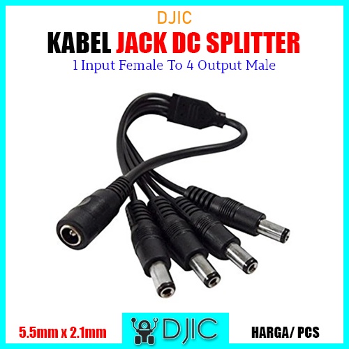 Kabel Jack DC Splitter DC Adaptor CCTV Cabang 4 DJIC 12V 5A Kabel Gurita