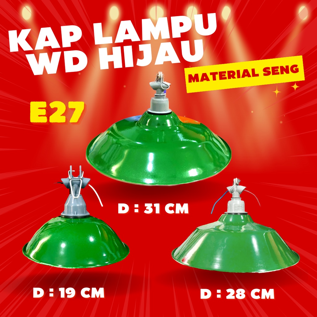 KAP LAMPU JALAN WD HIJAU GANTUNG E27 / LAMPU TIANG / KAP JALAN / FITTING LAMPU JALAN /FITTING OUTDOOR /LAMPU OUTDOOR MATERIAL SENG