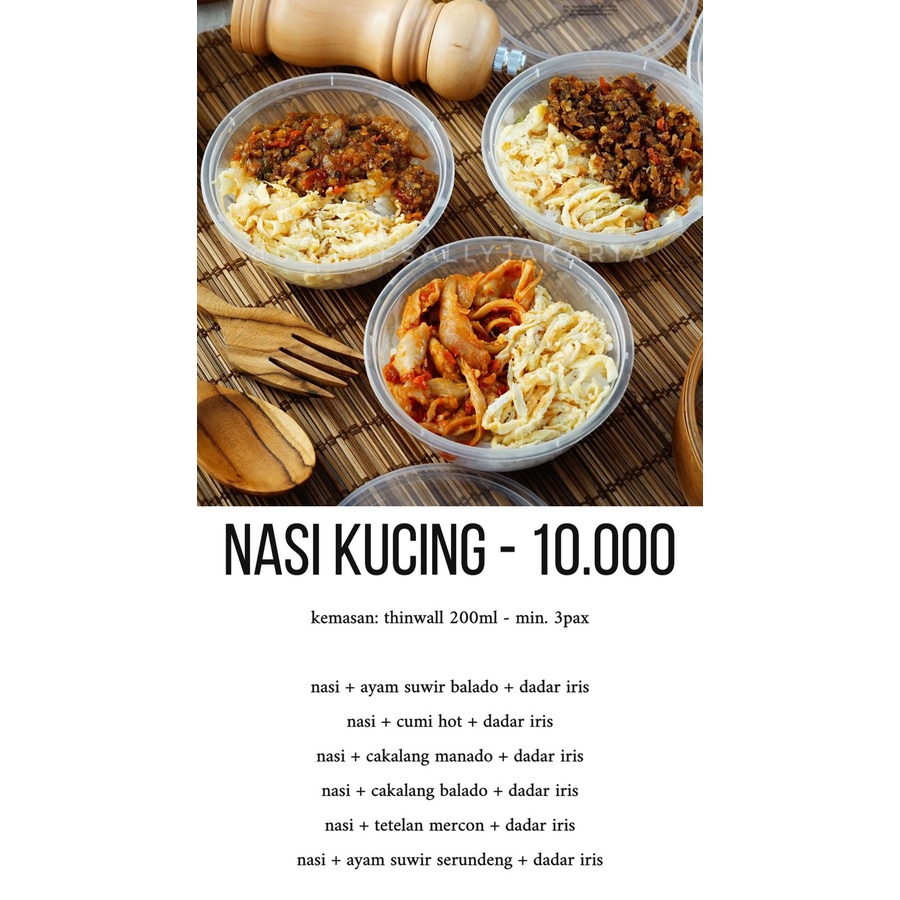 

nasi kucing MINIMAL 3. PORSI KECIL YA INI. cup size 200ml