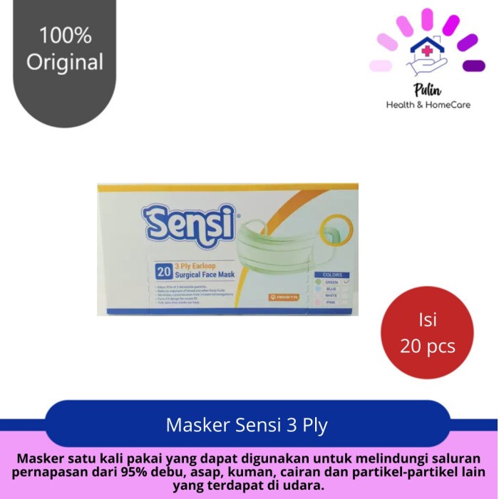 Terlaris Masker Sensi 3 Ply 20 Pcs / Masker Sensi 1 Box Isi 20
