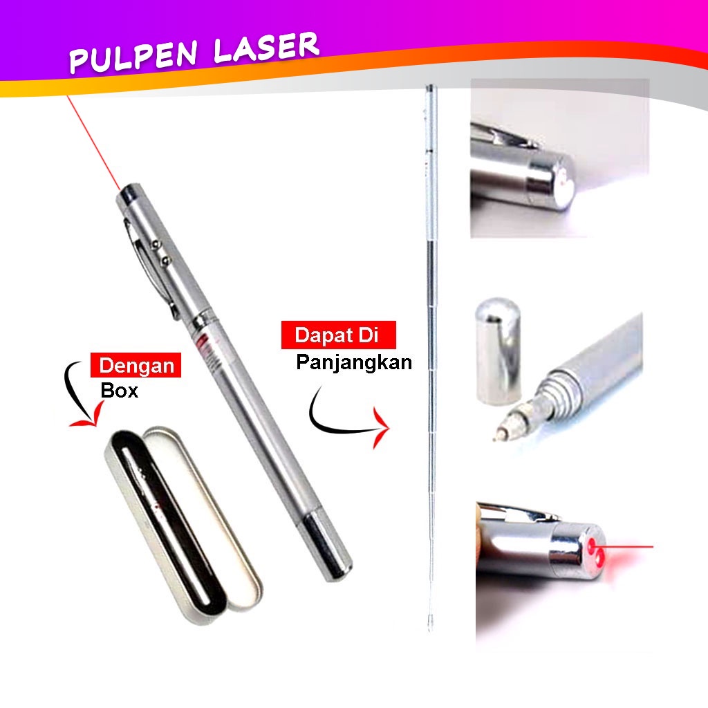 

OJIO - Ballpoint Alat Tulis Dapat Memanjang Laser Pulpen Pen Exclusive Pena Laser Pointer 5 in 1 Box Premium Presentasi Stik Komando - Pulpen Pena Premium 5 in 1 Dengan Box