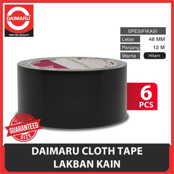 

Terlaris [Paket 6Pcs] Daimaru Cloth Tape Lakban Kain Hitam 48 Mm X 12 Meter