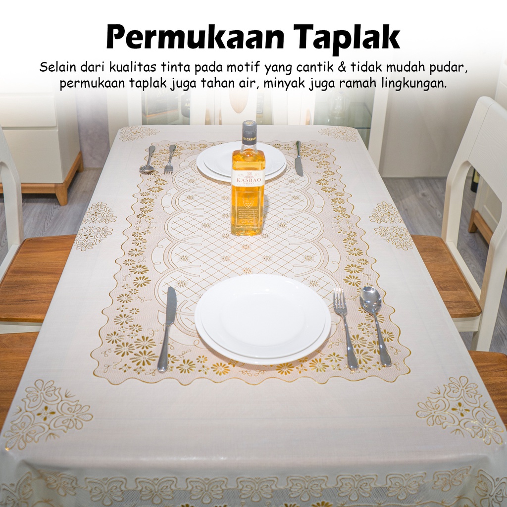 COD -  Taplak Meja Makan Motif Bunga Bunga Ukuran 170cmx120cm Bahan PVC - D40-A