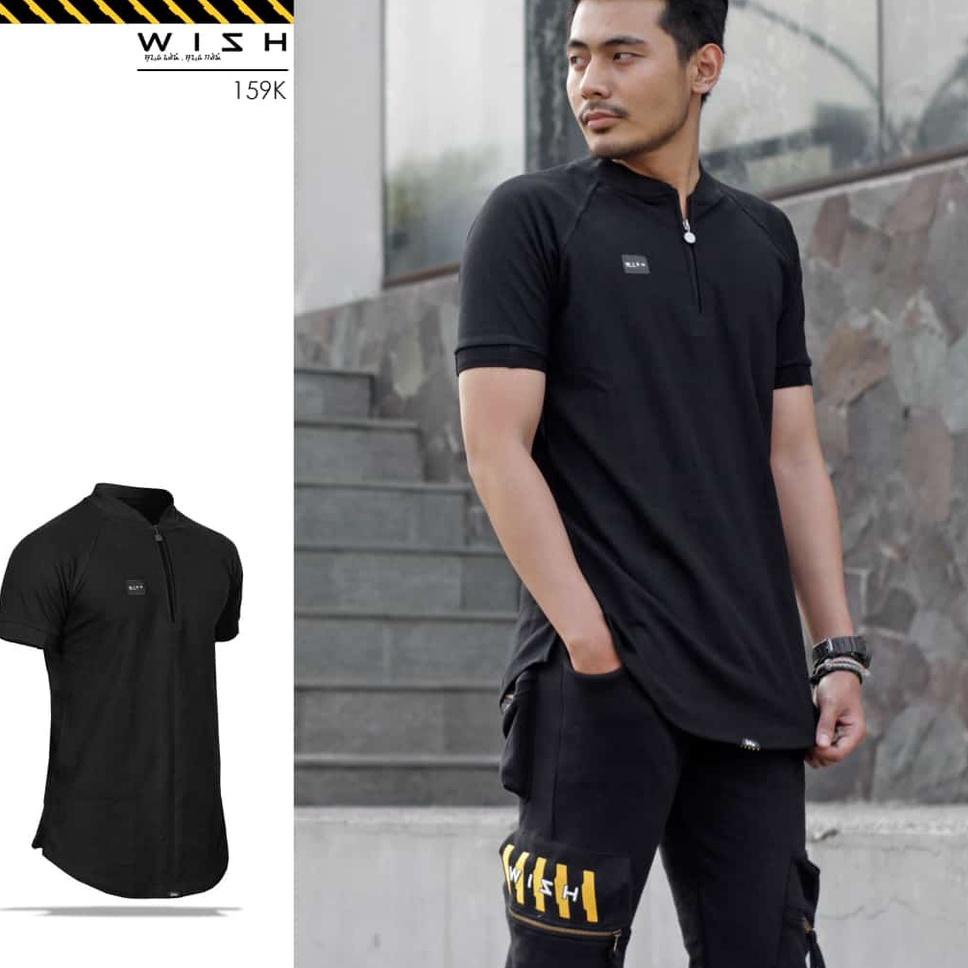 [ART. 8047] KAOS POLO - POLOSHIRT ZIPPER WISH HITAM - KAOS POLO - POLO HITAM