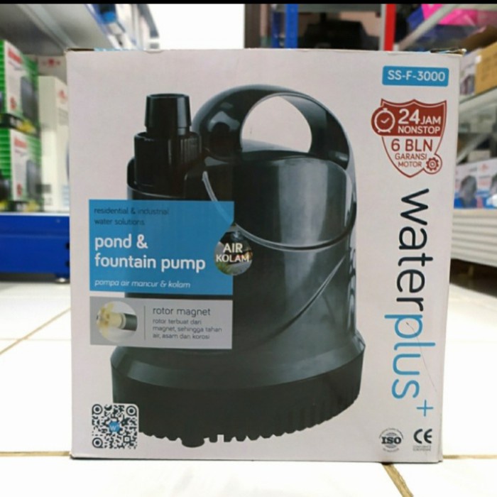 POMPA CELUP/ POMPA KOLAM IKAN WATER PLUS SS-F-3000 (50 WATT) #ORIGINAL