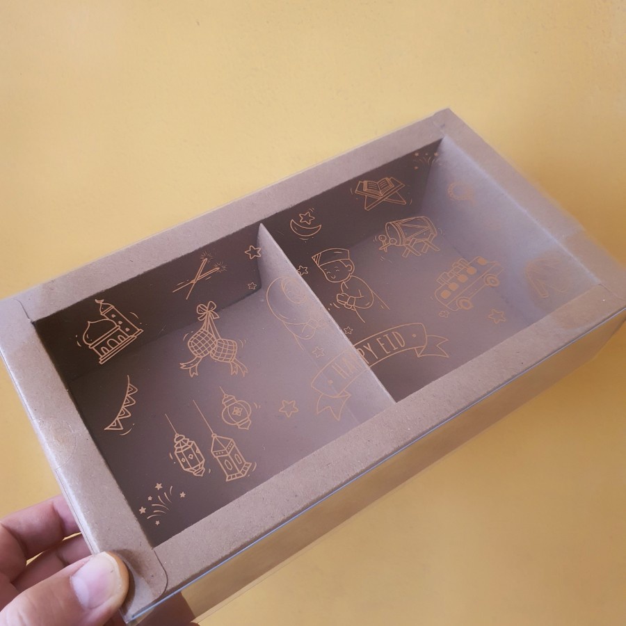

5 pcs Dus Sekat Box Sliding Mika Sekat 2 Kardus Packaging Browmies Mini Giftbox Hampers Lebaran 22x11x6 cm free Tag