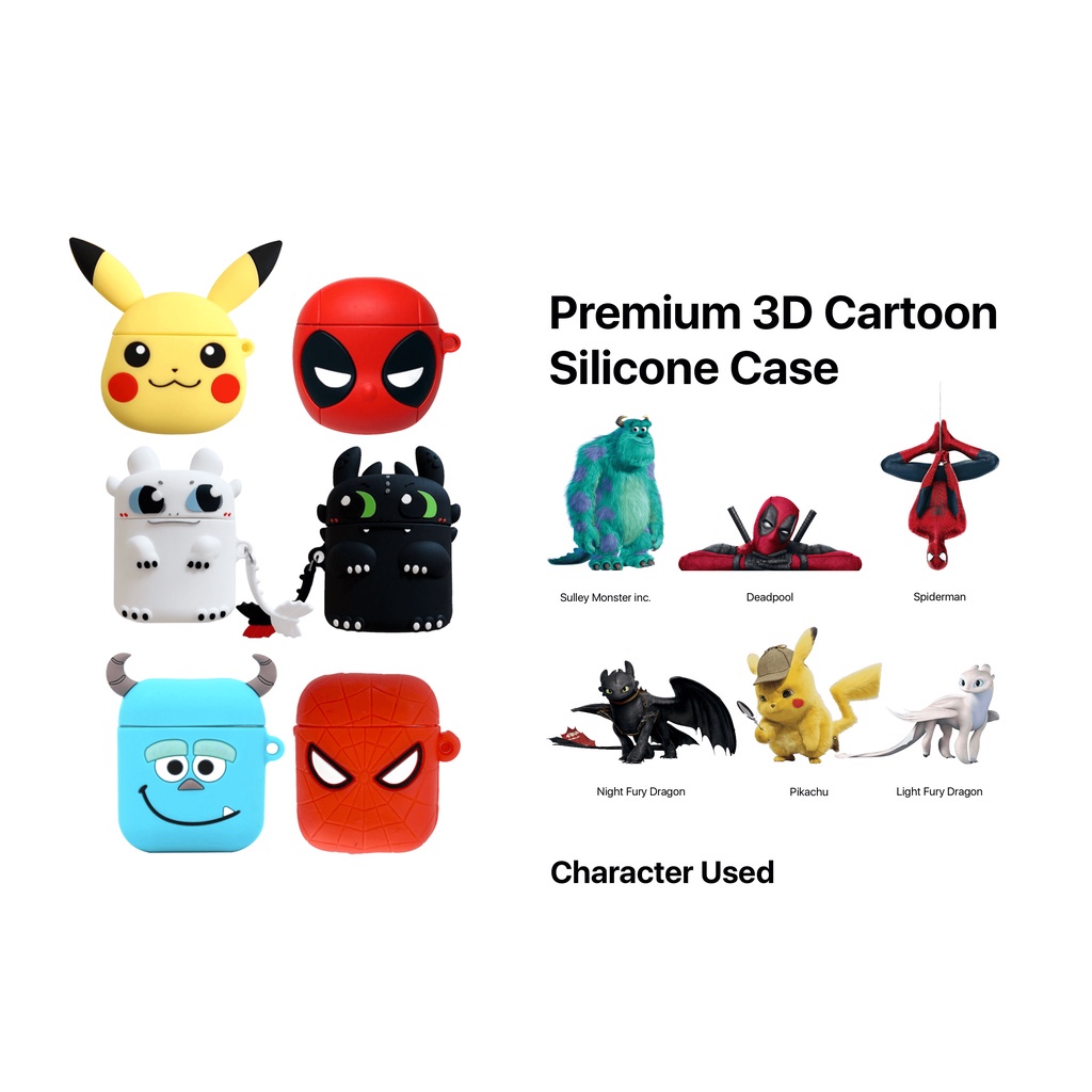 Case / Casing Airpods Gen 2 Premium 3D Cartoon Silicone Case By Pods Indonesia