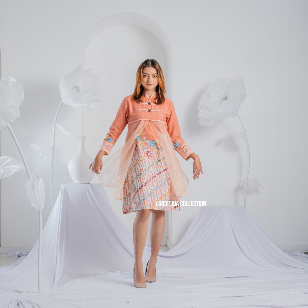 Nisaa Dress Pias Koin Organza | Dress Pesta Batik