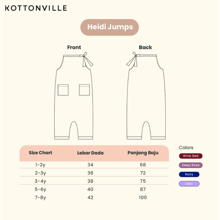 Kottonville Heidi Jumpsuit -10 Tahun Jumpsuit Panjang Anak Perempuan CBKS