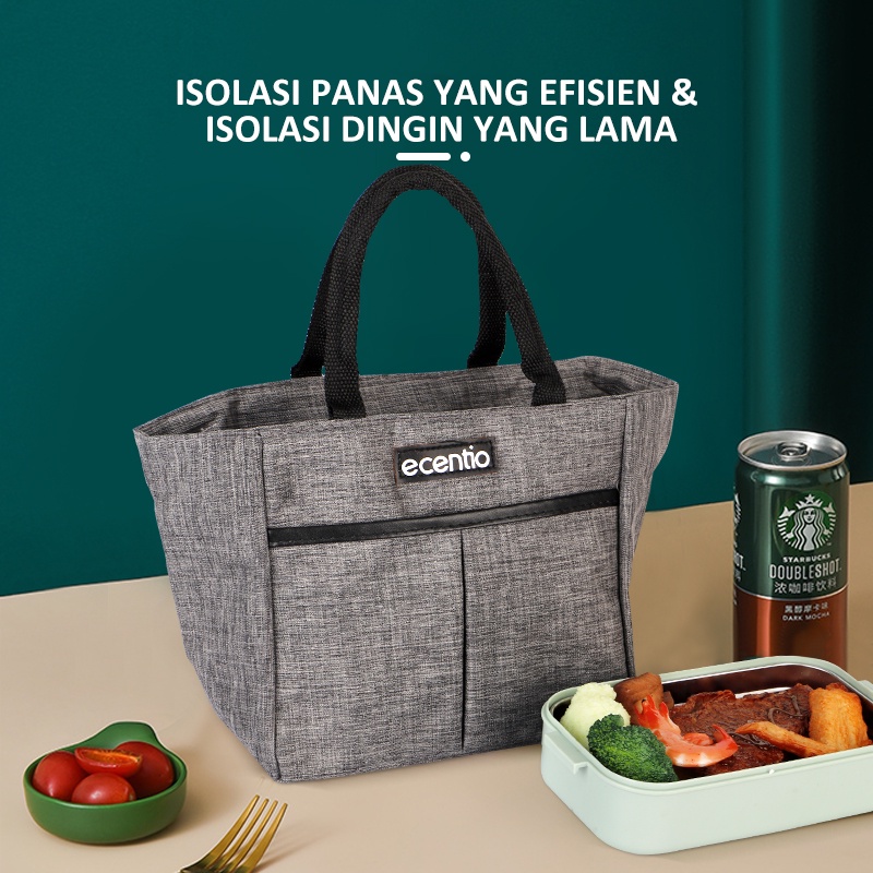 ecentio tempat makan tas bekal set dengan free Sendok 1000ml+330ml Anti Tumpah lunch box kotak bekal makan cangkir sup BPA Free