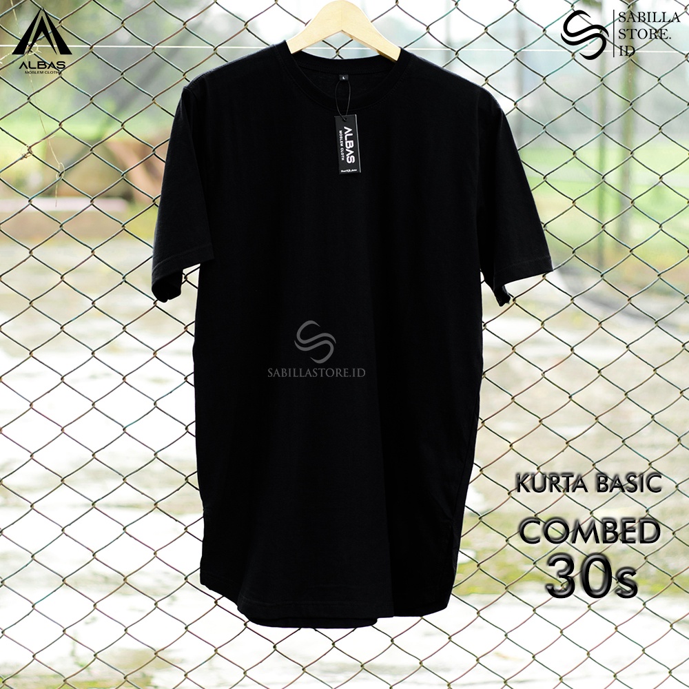 ALBAS Kurta Kaos Basic Combed 30s HITAM / Kurta Lengan Pendek / Kurta Kaos Premium