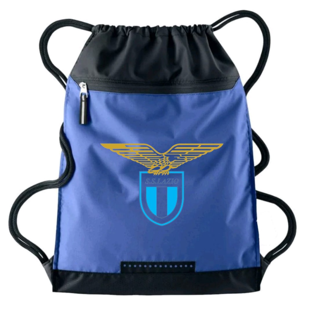 Tas Serut pria stringbag selempang olahraga Logo Lazio | Liga Italia | tas travel serut Waterproof resleting