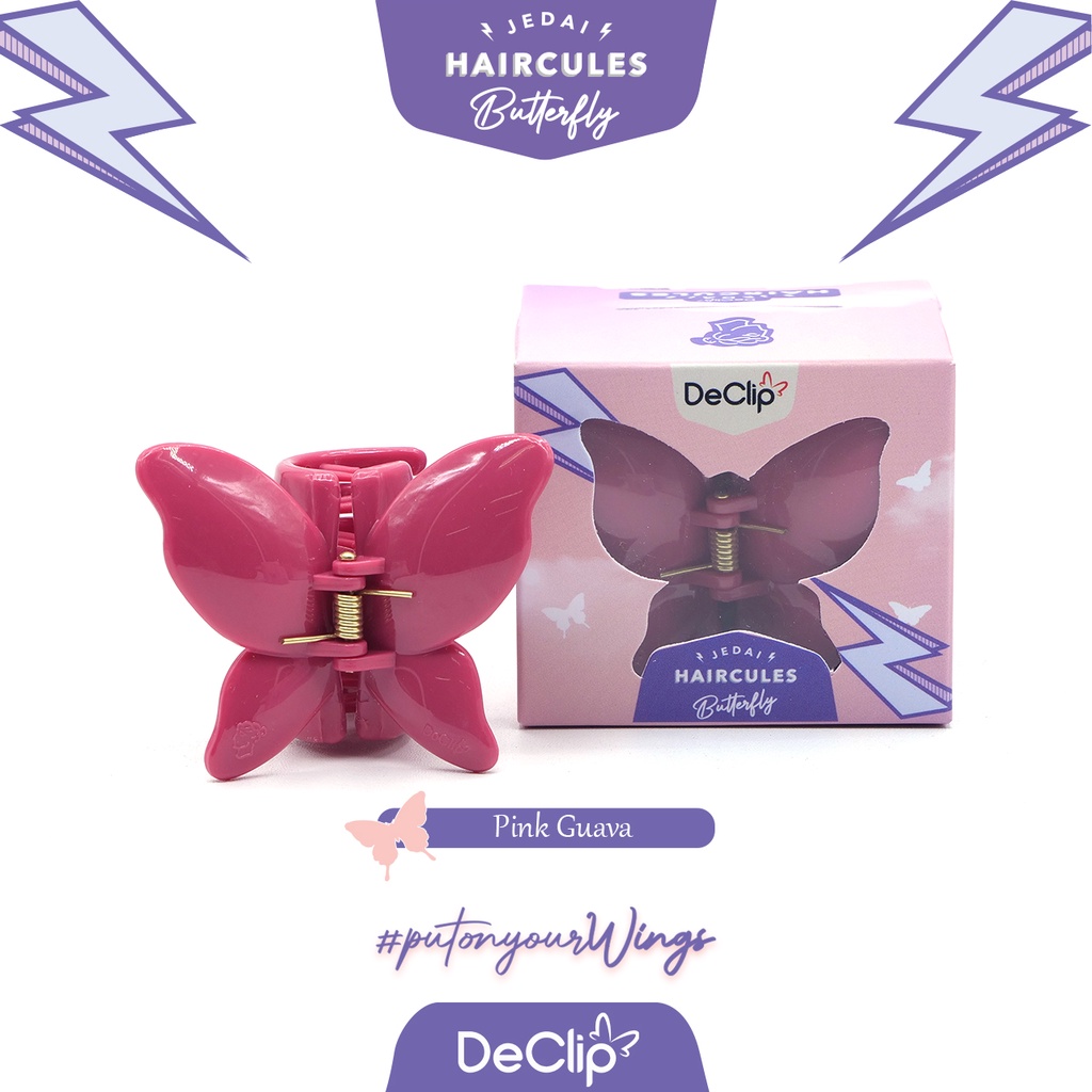 Jedai Butterfly Haircules Jepit Kupu Gigi 4 Ukuran 4,5cm Warna Pink Guava