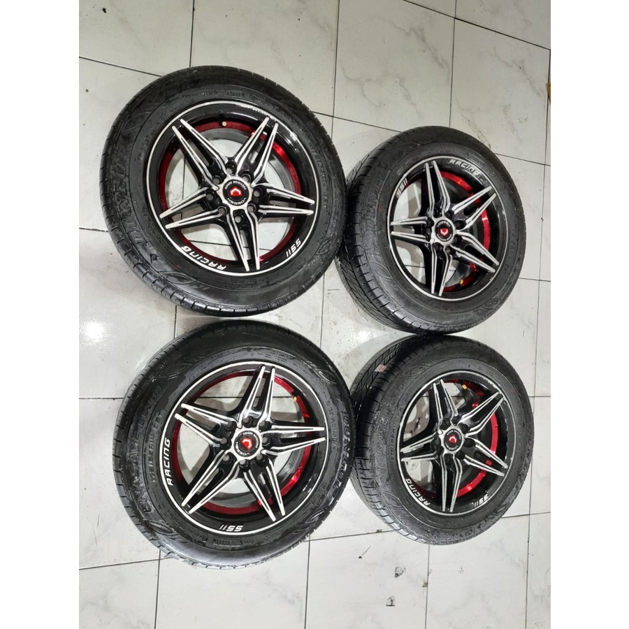 Velg Mobil Bekas Ring 14 Lubang 4 VOSSEN R14X6 H8X100-114,3 BAN 185 60 R14