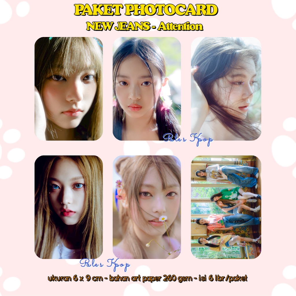 6 lbr - (BISA COD) PAKET PHOTOCARD NEW JEANS ATTENTION DEBUT PHOTOCARD NEWJEANS HYBE PAKET NEW JEANS