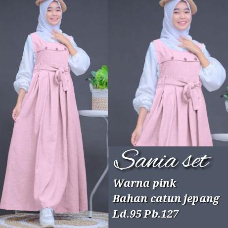 NEW STOCK Sania set Dress Baju Gamis Syari Muslim Remaja Wanita Perempuan// dress gamis anak Remaja 