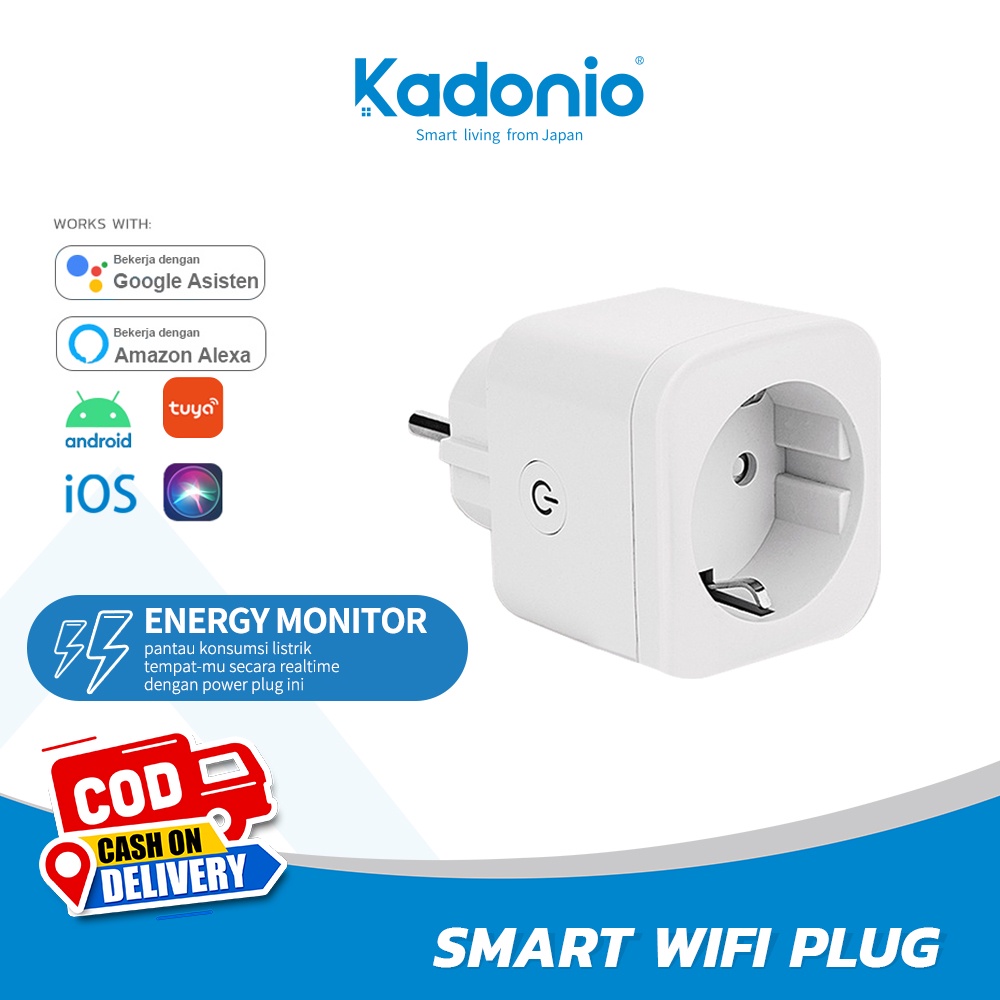 Kadonio WiFi Smart Plug Socket 16A with Power Monitor Stop Kontak Colokan stop kontak timer