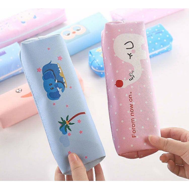 Tempat Pensil Dan Alat Tulis Sekolah / Cute Cartoon Animal PU Pencil Case with Zipper Waterproof Durable Pen Pouch