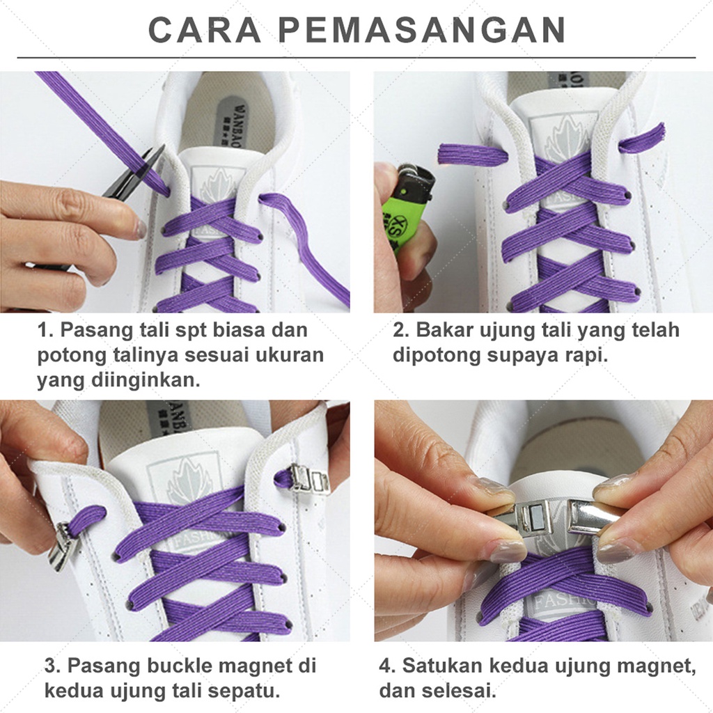 Tali Sepatu Elastis Magnet Lock (Tanpa Baut) | Elastic Shoelace