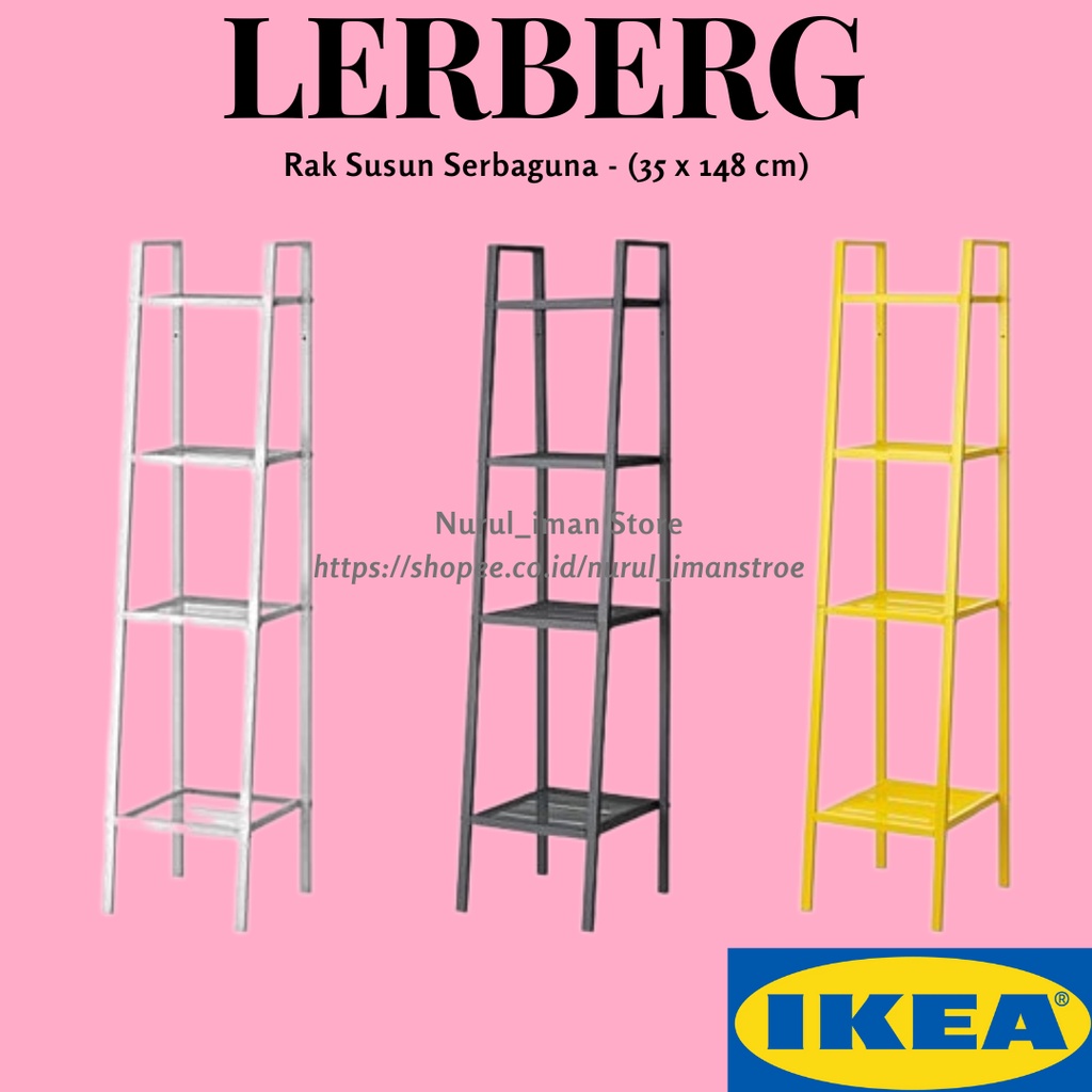 IKEA LERBERG (M) 35 x 148 CM RAK PENYIMPANAN SUSUN 4 TINGKAT KOKOH BAJA BESI SERBAGUNA STORAGE ESTET