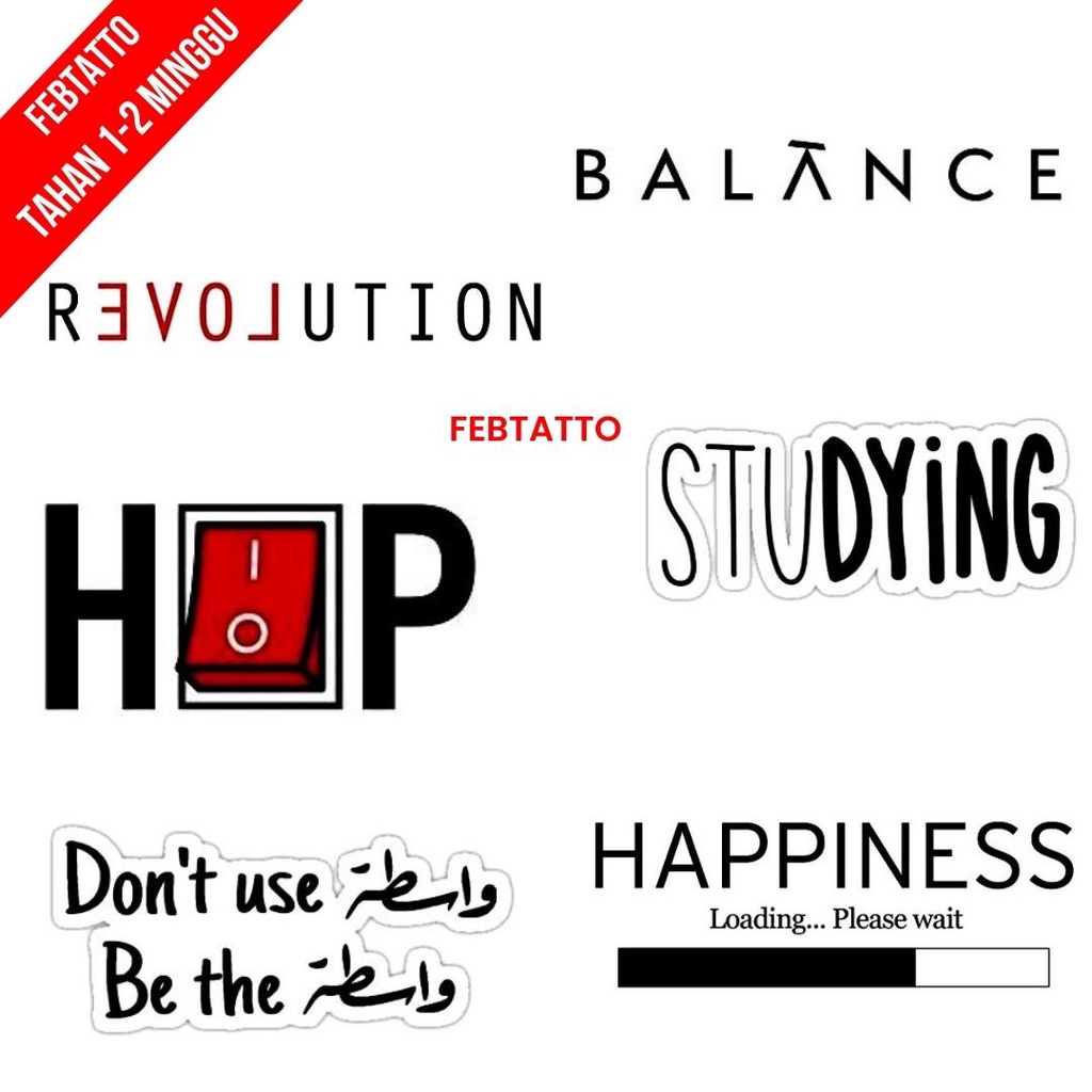 Tato Temporer Tulisan Tato kecil Stiker Tatto - BACA 6-11