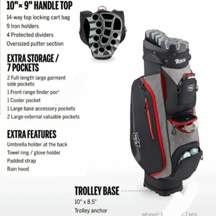 Tas Golf Bag Wilson 14 Lock Holder Original