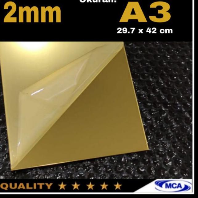 ✻ AKRILIK LEMBARAN GOLD MIRROR A3 / Acrylic Mirror Gold / Laser cutting ❀