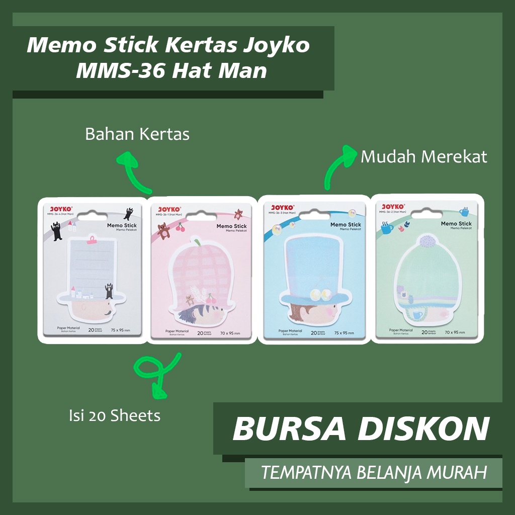

Memo Stick Joyko MMS-36 Hat Man Sticky Notes Pria Bertopi Kertas Note