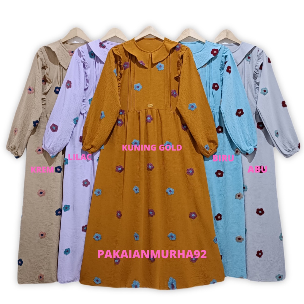 GAMIS BORDIR MOTIF BUNGA // GAMIS RENDA // GAMIS MOTIF BUNGA // GAMIS BORDIR // GAMIS WANITA