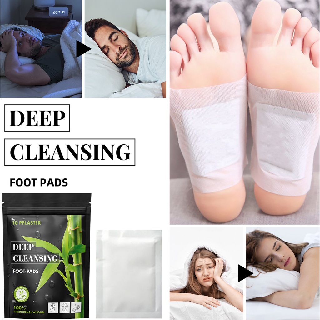 EELHOE Koyo Kaki Detox Foot Pads 10pcs Alami Bambu Foot Patch Detoksifikasi Pelangsing Dehumidification Menenangkan Tidur Koyo Kesehatan Ampuh Deep Cleaning Foot Patch