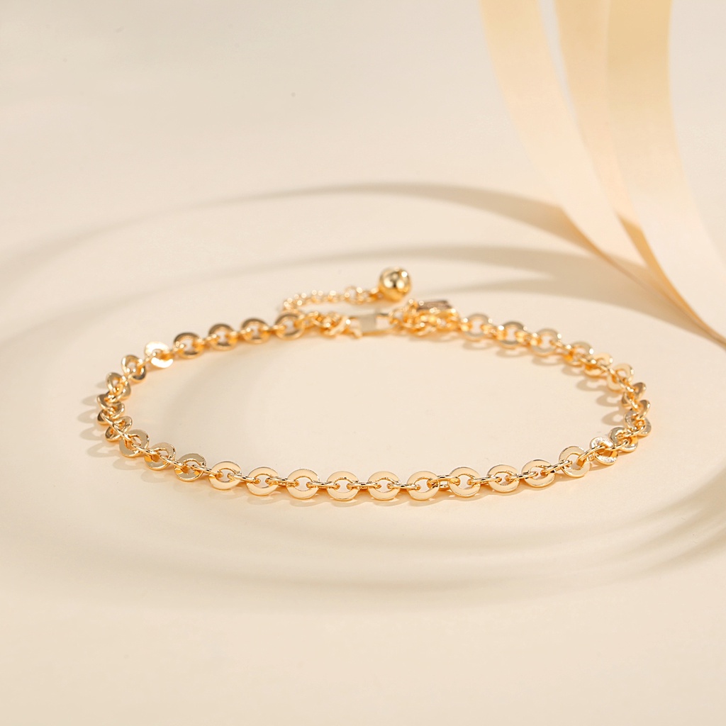 Y961 [COD✔] Gelang Kaki Titanium Model Rantai Warna Perak/Emas Untuk Wanitaanti Karat