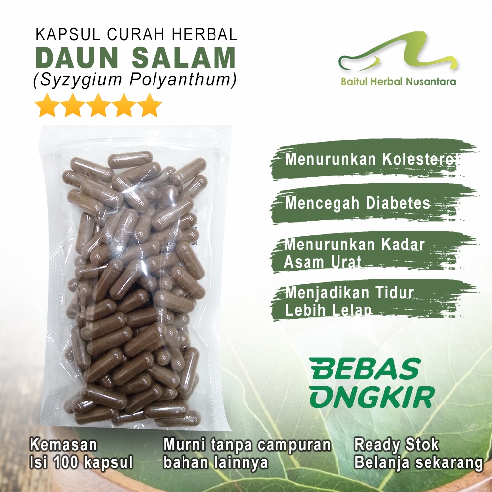 

DAUN SALAM 100 Kapsul Herbal Peradangan Tukak Lambung Batu Ginjal Mata