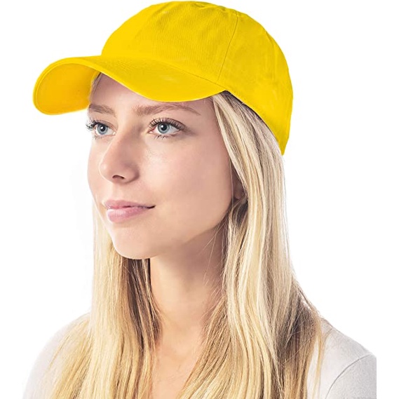 Topi Baseball Caps Kuning Pria Wanita Ukuran Dewasa Ring Belakang Besi