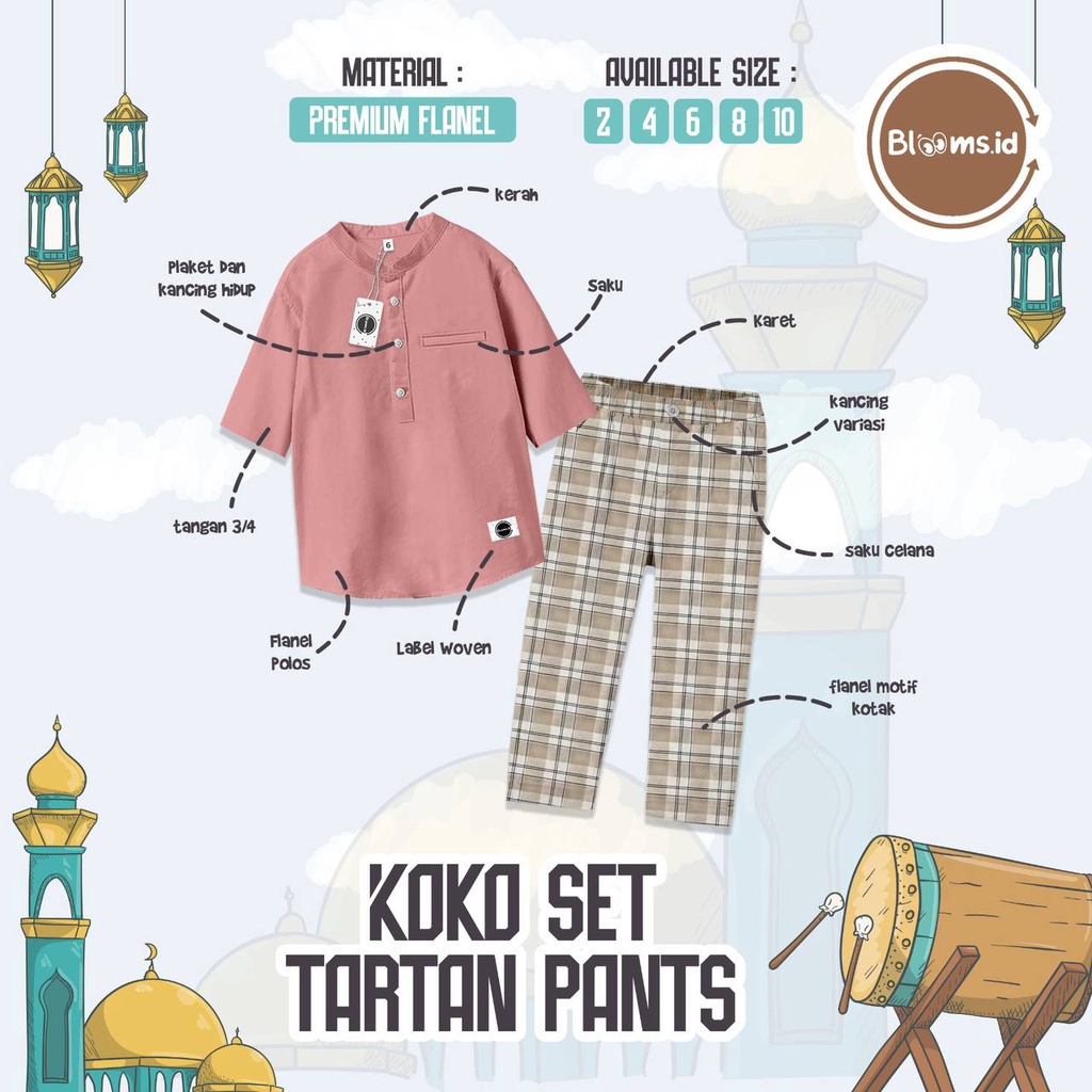 Setelan koko anak Tartan Pants by Blooms.id