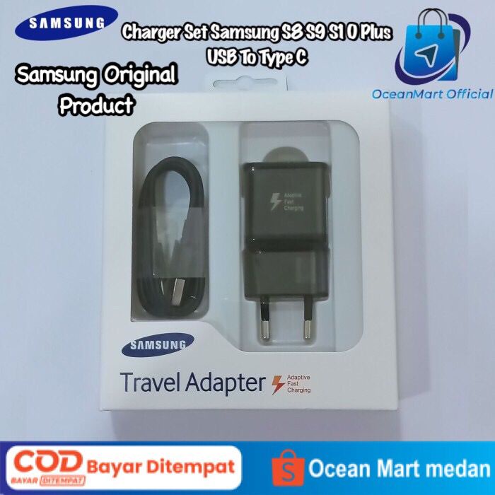 Travel Charger Samsung S8 S10 Plus Original 100% USB to Type C Fast Charging OCEANMART Aksesoris HP OCEAN MART