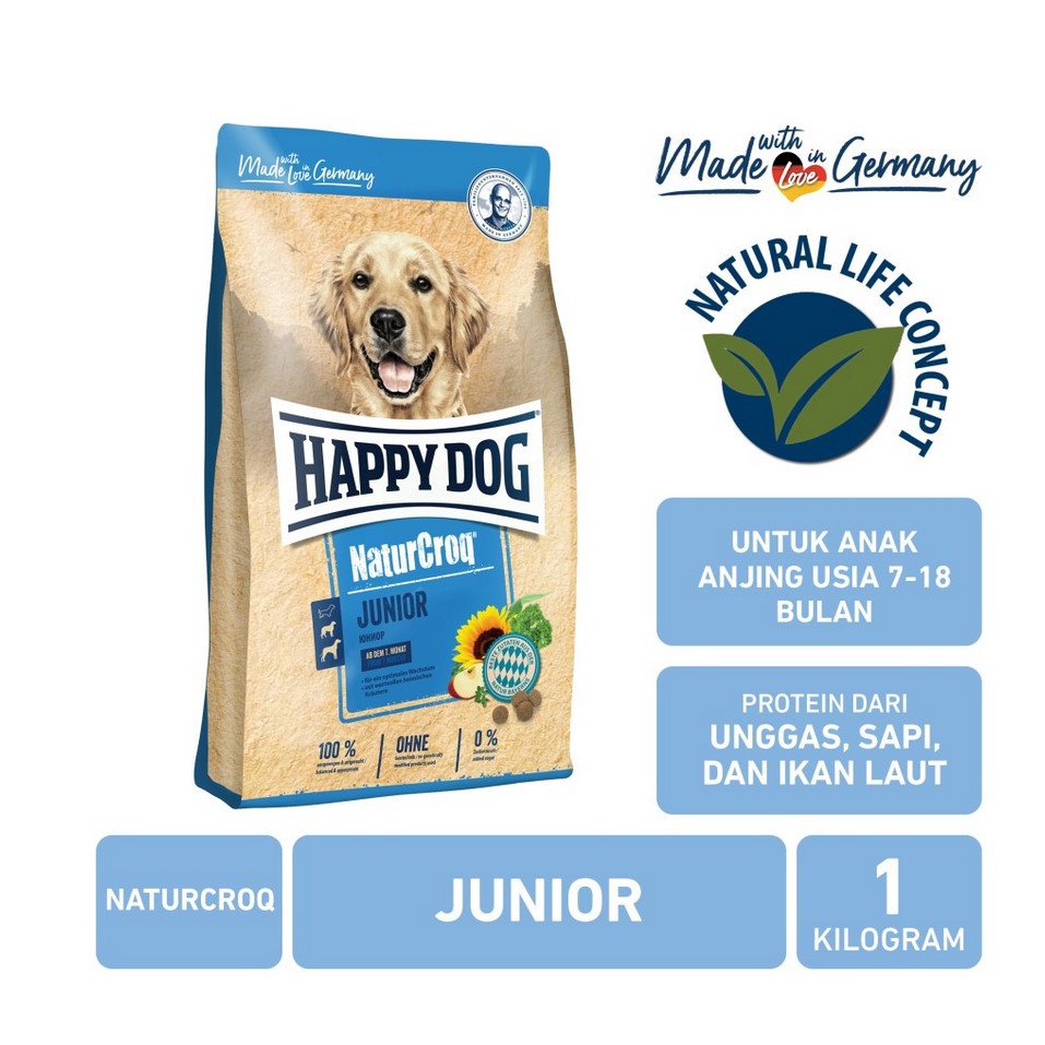 Happy Dog Naturcroq Junior 1Kg Makanan Anak Anjing Premium