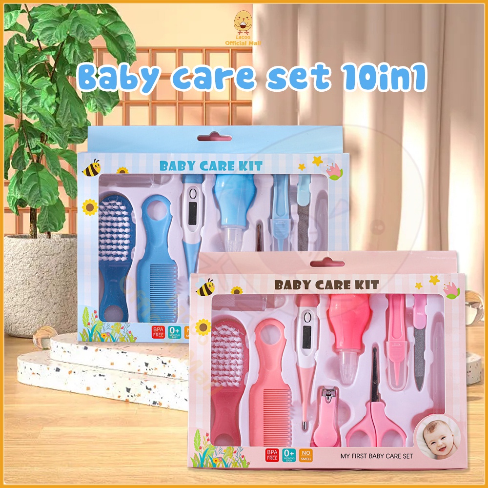 Lacoo Baby care kit set10in1 Alat perlengkapan bayi impor Gunting kuku bayi set Sisir bayi set