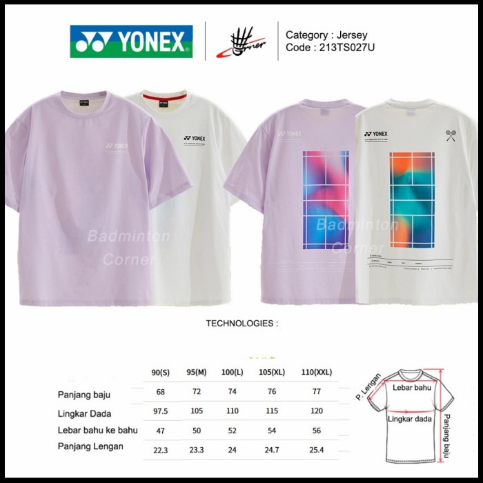 Baju Badminton Kaos Bulutangkis Jersey Yonex Korea 213Ts027U Original