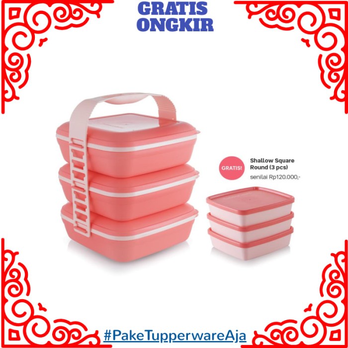 Rantang Rantang Makanan Tupperware - Rantang Tupperware Picnic Set Trio Bonus