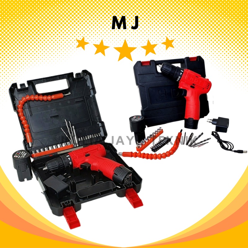 Bor Baterai Batrai Cas 12 Volt HDT Cordless Drill Tanpa Kabel / HDT Cordless Drill Mesin Bor Bolak B