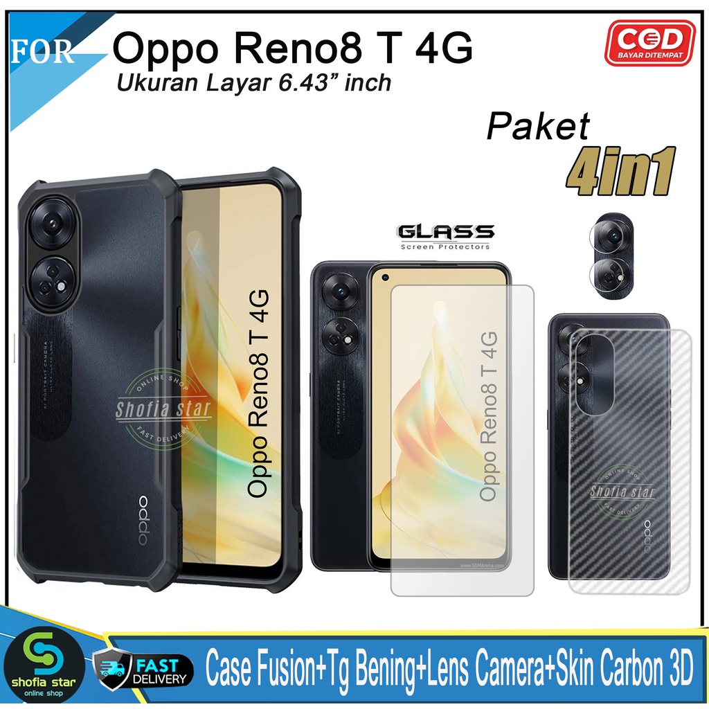 Promo 4in1 Case Oppo Reno 8T 4G Oppo A55 4G A57 4G A77s  Softcase Fusion Shockproof Transparan Protect Casing