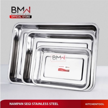 BMW Nampan Segi Stainless 257 20x27 / nampan segi Stainles steel baki segi tempat sayur BMW Kitchen 