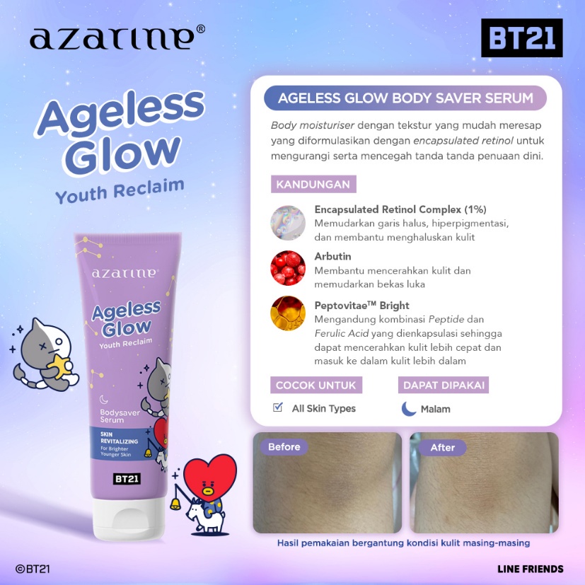 Azarine x BT21 Bodysaver Moisturizer 100ml Body Saver BPOM