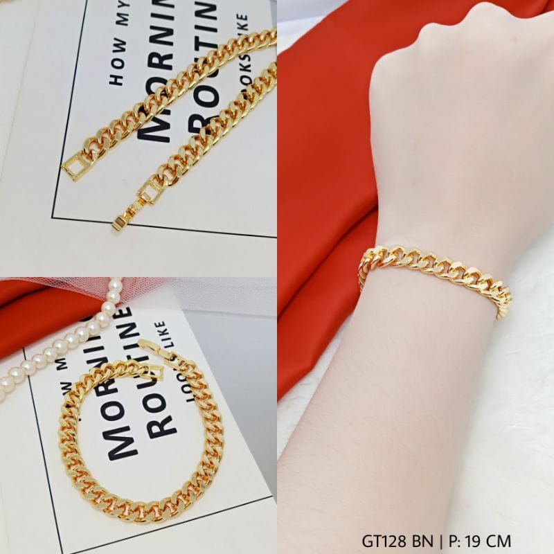 Gelang Tangan Rantai Emas Gelang Titanium Gold Anti Luntur Anti Karat