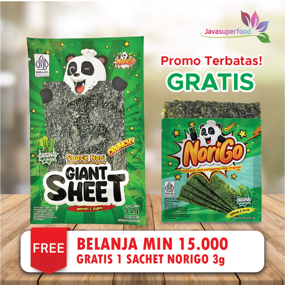 Jual Norigo Snack Nori Giant Sheet 1 Box Isi 12 Pcs Snack Rumput