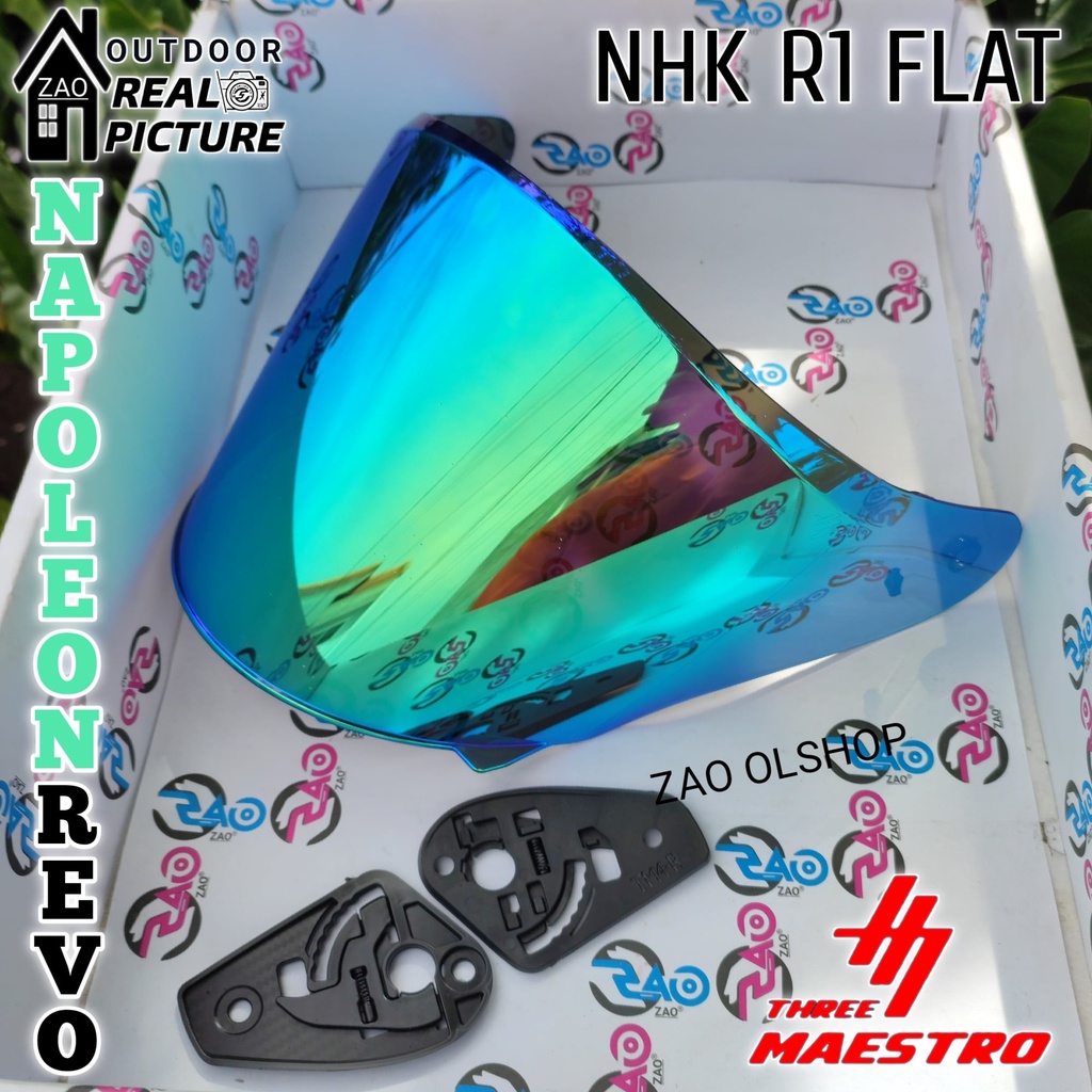 Kaca Helm Flat Visor NHK R1 AZLAN SHAH visorflat nhk r-1 azlansah r1 flat rone clear putih smoke Iridium blue/ iridium red/ iridium silver/iridium gold tm4