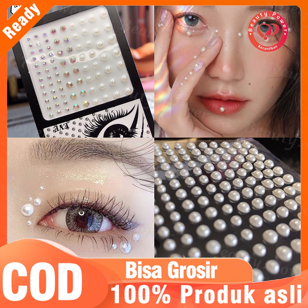 Stiker Mutiara Berlian Imitasi 3D Bahan Akrilik Warna-Warni Untuk Dekorasi Wajah Drop-shape Round Forehead Eyebrow Stick Face Jewelry