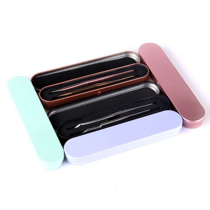 Box Organizer Tweezer Tempat Penyimpanan Pinset Stainless Steel Premium Case Eyelash Extensions Rose