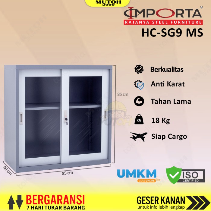 

Terlaris Importa Hc-Sg9 Bt Ms Lemari Arsip Besi Pintu Sliding Kaca Pendek